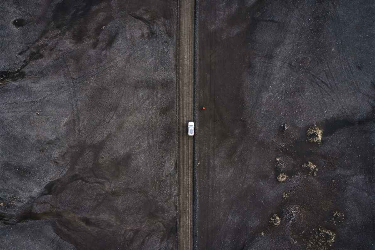 Volcanic gravel road in Iceland