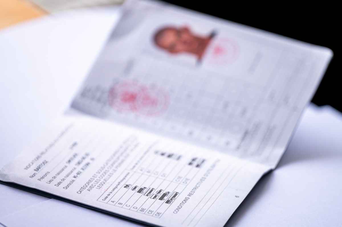 Close-up of an international driver's license