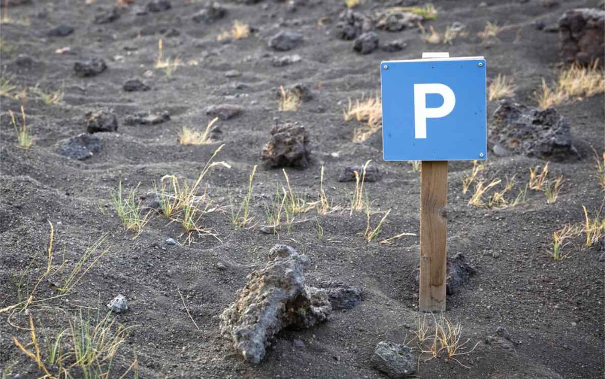 Parking sign in a volcanic area in Iceland