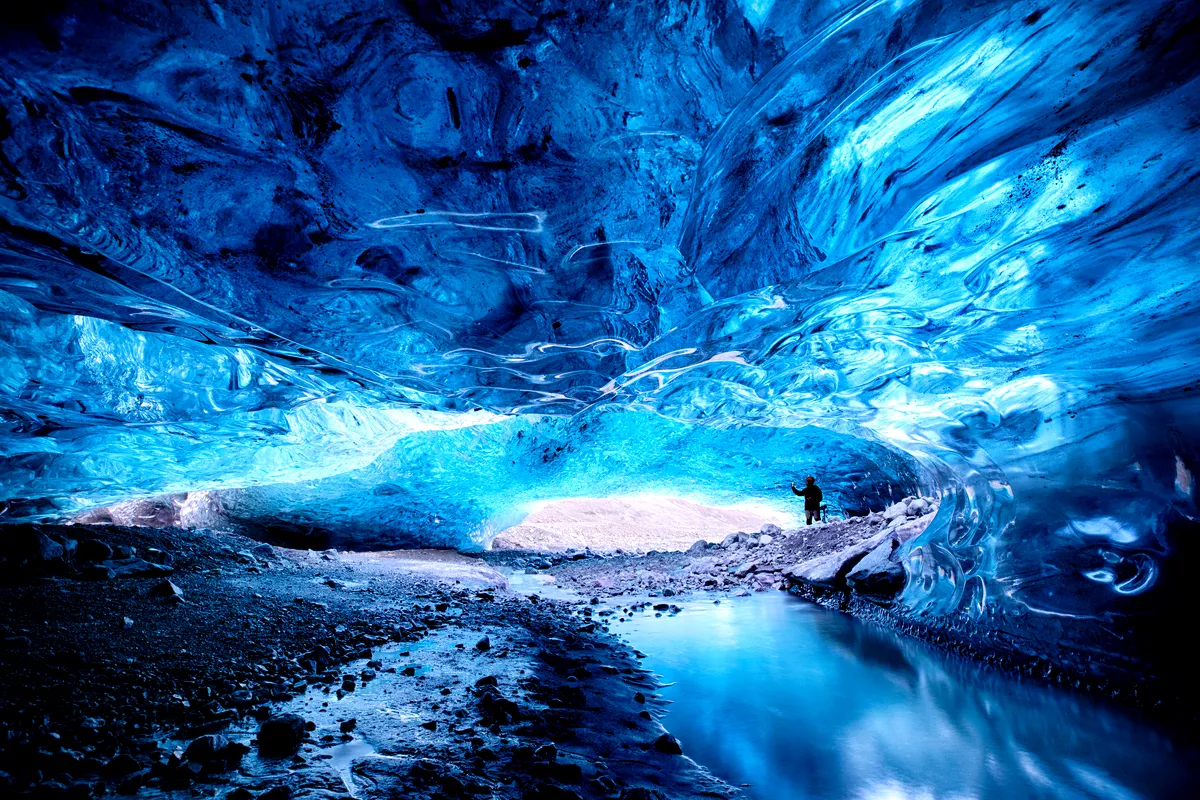 Ice cave exploring in Vatnajokull glacier