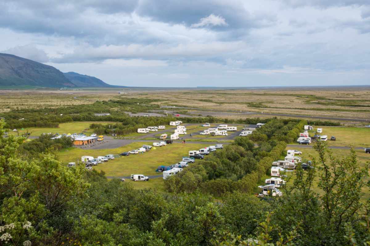 Motorhome and campervan designated campsite in south Iceland