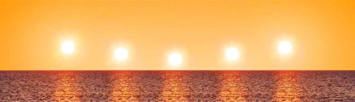 Picture of the different positions of the sun in the horizon during the Midnight sun
