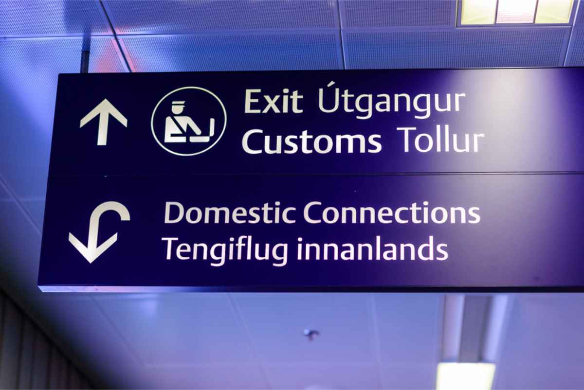 Keflavik Airport connections board sign