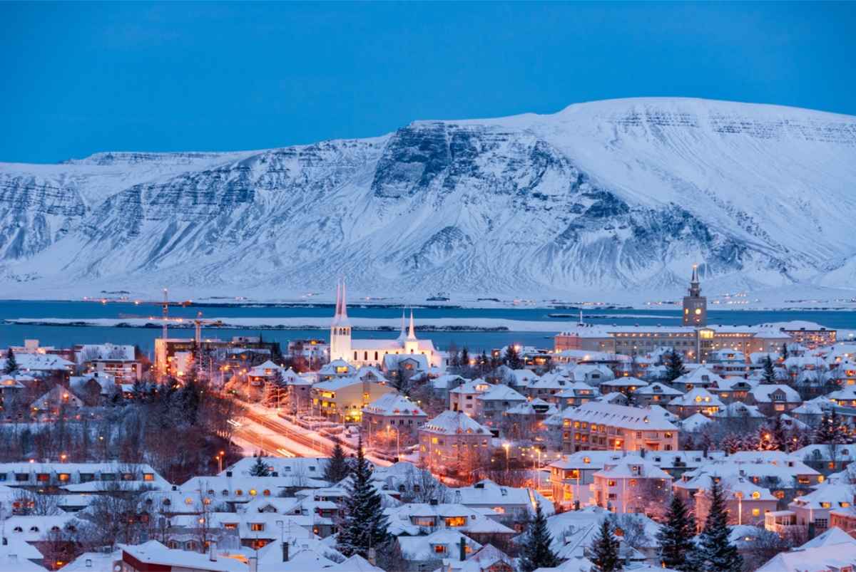 Reykjavik, Iceland capital, in the winter