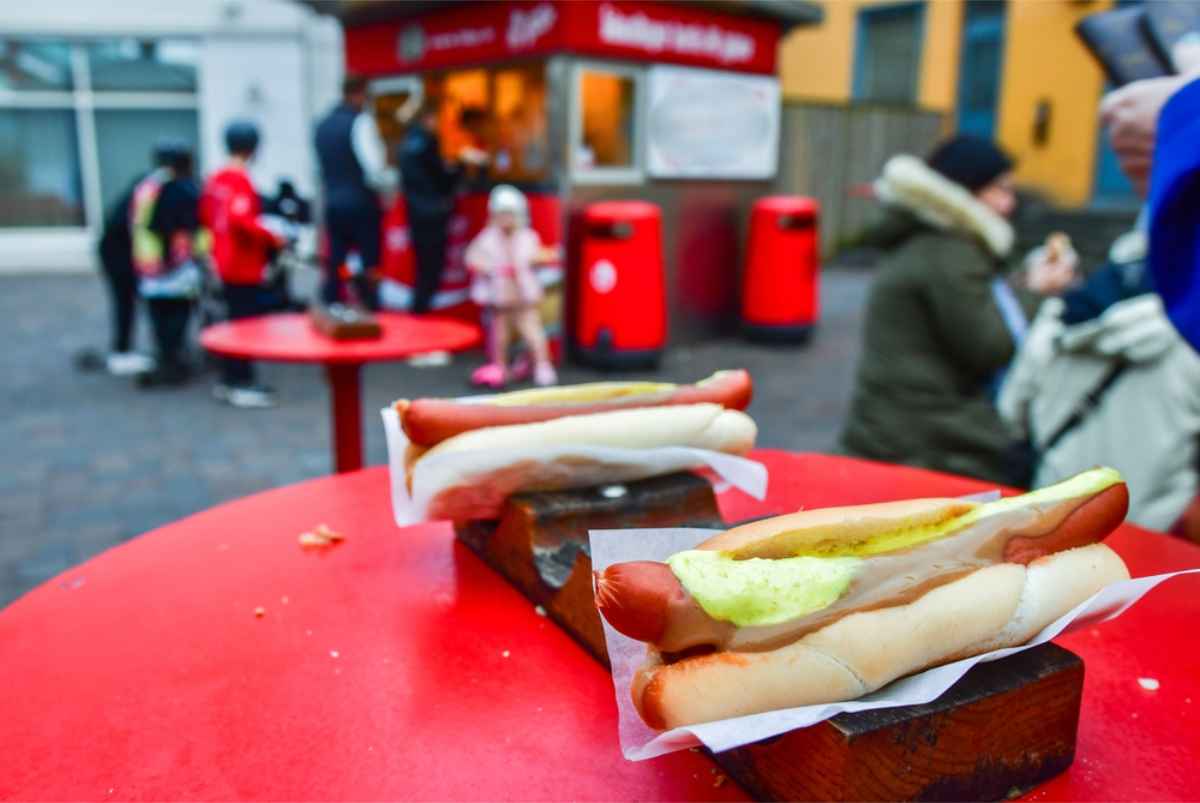 Typical Icelandic hot dogs 