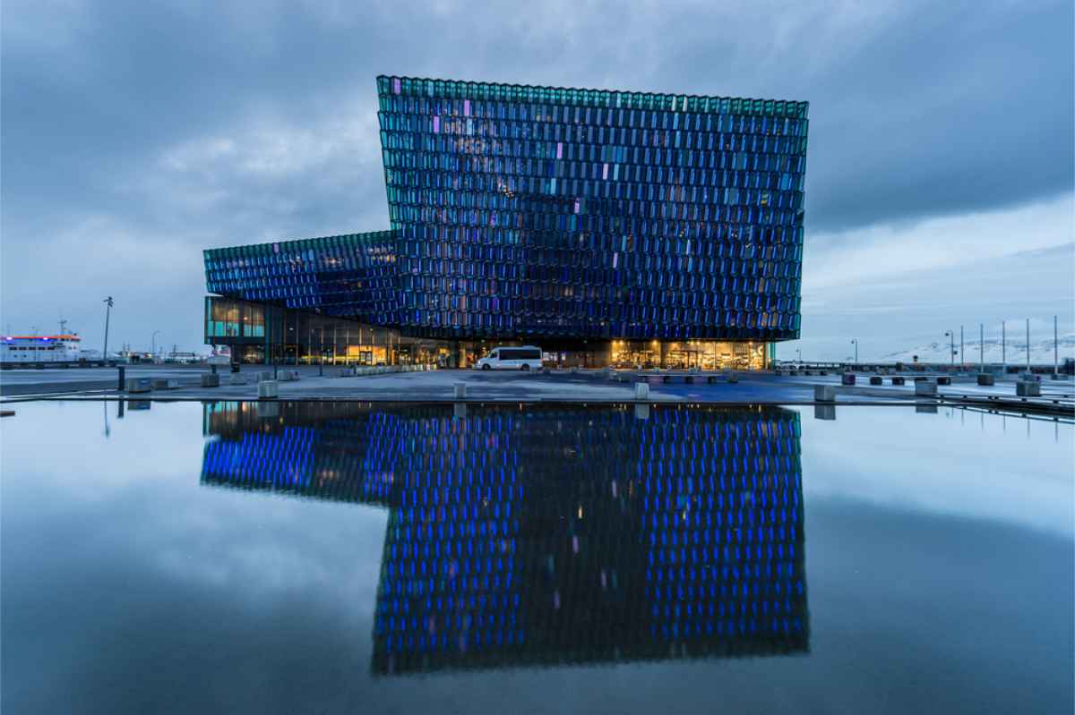 Front facade of Reykjavíks main music hall