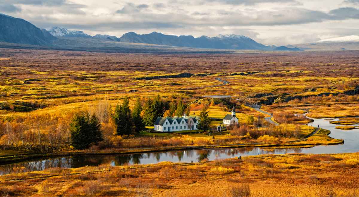 Autumn landscape of Thingvellir national park