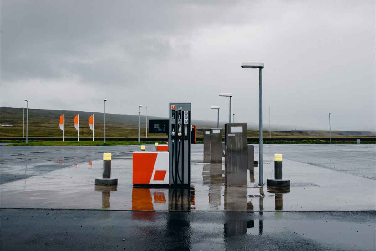 Gas stations in a remote area of Iceland