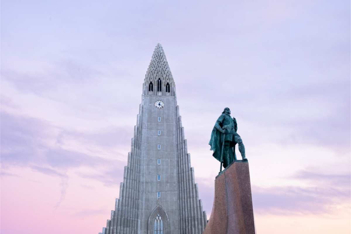 View of Hallgrimskirkja church in Reykjavik
