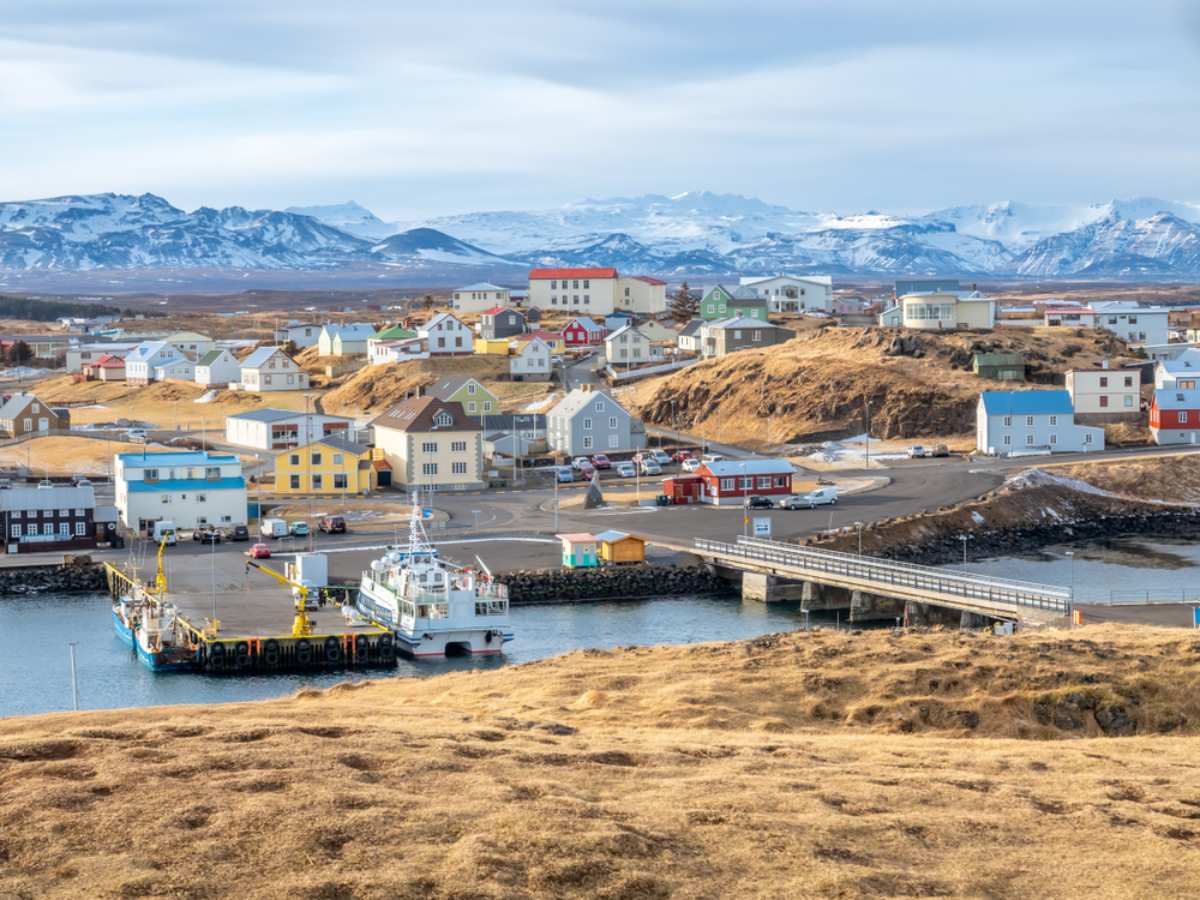 Panoramic views of Stykkisholmur village in West Iceland