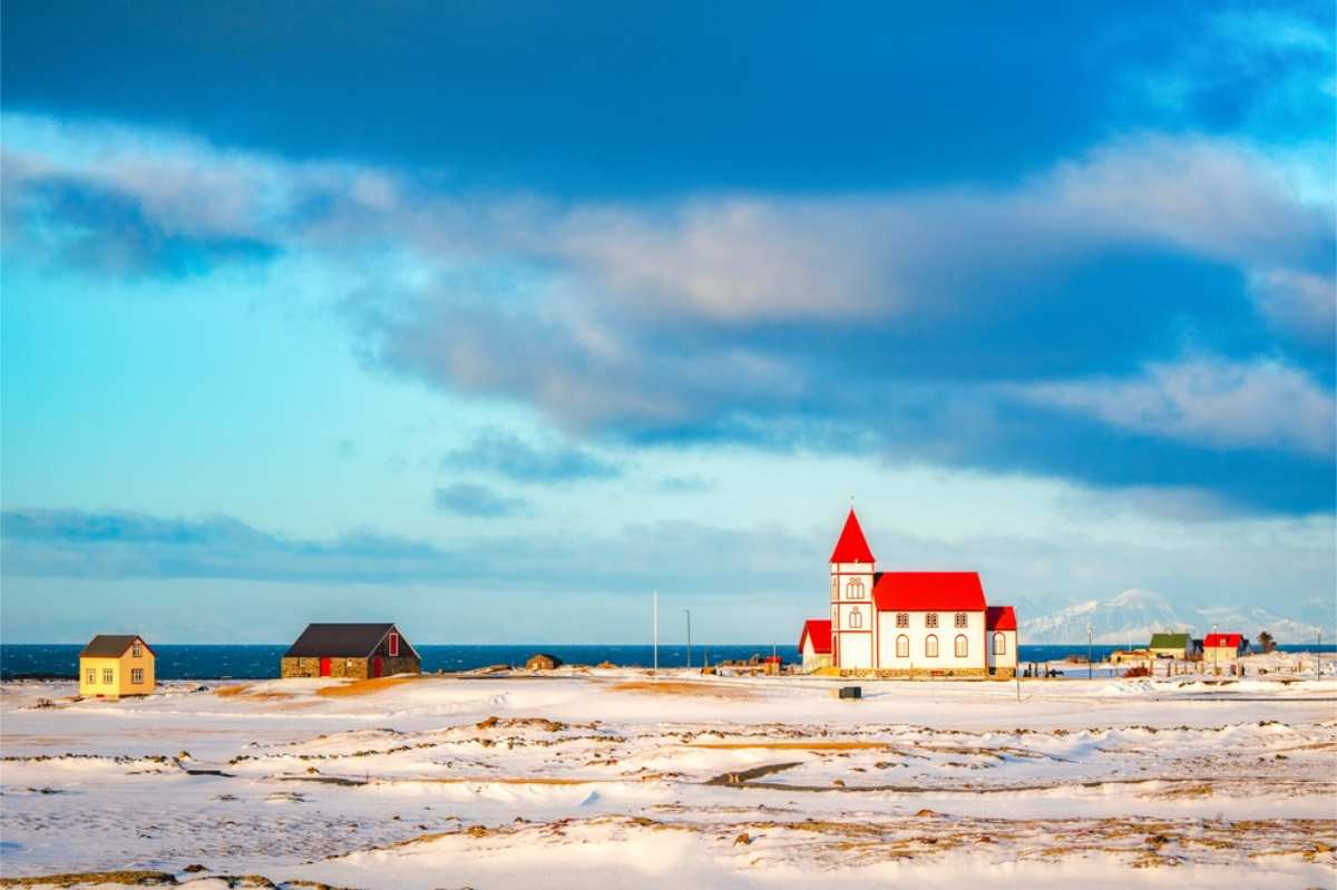 Vogar small town during the winter